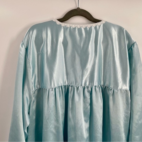 Erika Taylor Satin Look Cotton Lined 3/4 Sleeve Button Up Embroidered Nightgown - Picture 9 of 13